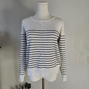 Lumiere M Striped White and Black Sweater Pullover crewneck knit